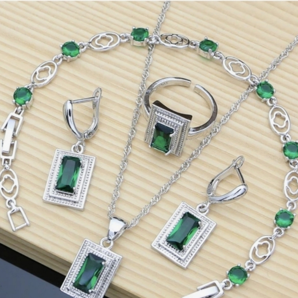 Sterling Silver Wedding Jewelry Set forWomen,Bridal,925STAMPED,any Occasion Gift - Picture 1 of 5